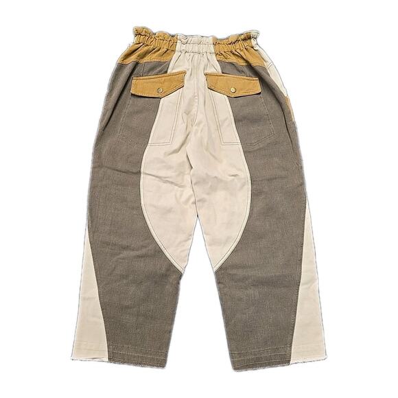 Oli & Hali Patchwork Paperbag Cargo Pants M Boho Utility Earthy Mineral Wash - Picture 2 of 16